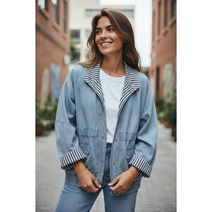 VTG 80's 90's Denim ZIP UP Blue Jean Jacket LARGE Andy Johns Bomber ACID Washed